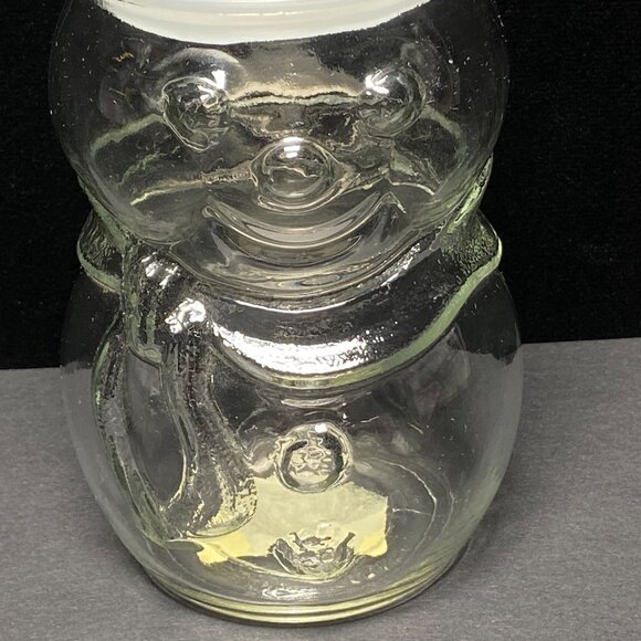 Glass Snowman-Shaped Jar With Airtight Lid Christmas Decor Goodies Libbey - Picture 4 of 10